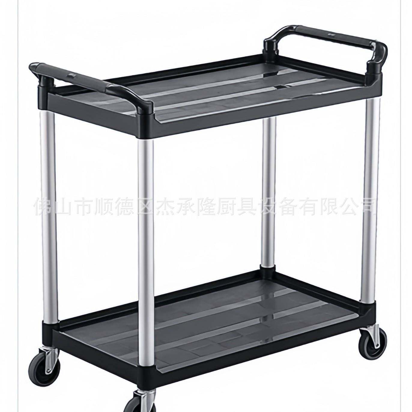 杰隆30厚塑餐车收料碗车餐厅上菜车商.用二层塑料移动承送CRZ餐推