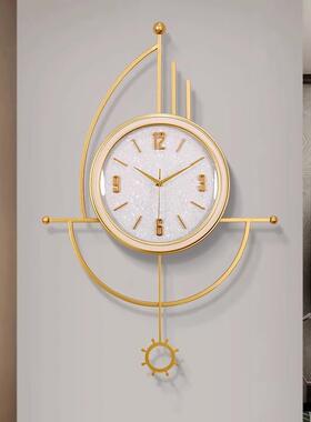创意轻奢现代高档挂钟客厅家用墙时艺术尚饰摇摆新中式挂90019装