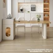 岛台餐桌一家用奶油风吃可伸缩小户型轻奢木原风实木桌DON面饭桌