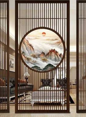 屏风隔断APD客厅遮挡关铁艺不锈隔钢断屏墙风新中式隔断入户玄门