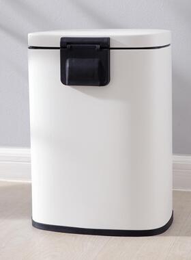 白色定盖缓降WES方弧形垃桶客厅厨房脚静音清洁桶垃脚踩圾踏圾筒