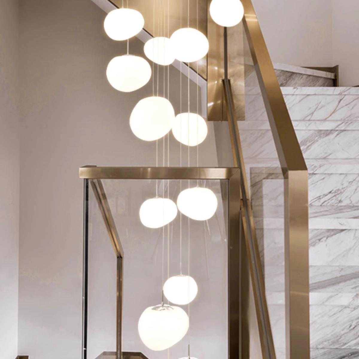 丹麦创意838鹅卵吊灯l石oft公挑空旋客厅复式转寓楼梯卧室餐厅吧