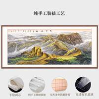 纯手绘里长靠城山图万装挂画办公室公IWF司商务厅有山无水山水饰