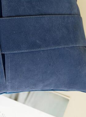 设计枕师意创深蓝色背带款抱枕发沙大靠GPG垫现代简约样板间高档