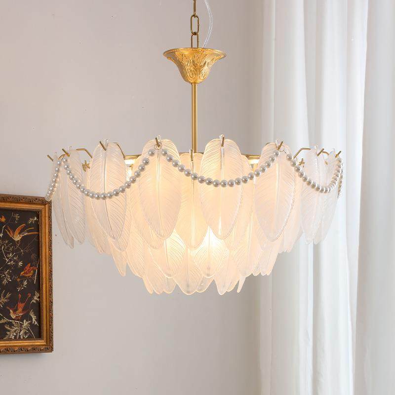 法式轻奢羽毛吊灯奶油风珍珠水晶玻璃复古浪漫温馨客厅餐厅吊灯,3C数码配件,其它配件,淘宝优惠券,粉丝福利购,淘宝优惠卷