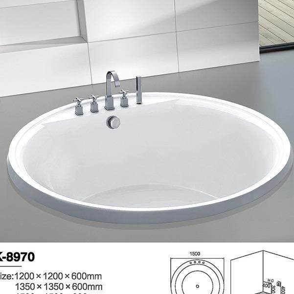 圆形嵌入式浴缸龙头五件套出水民宿酒店家用大尺寸圆小浴盆泡澡缸