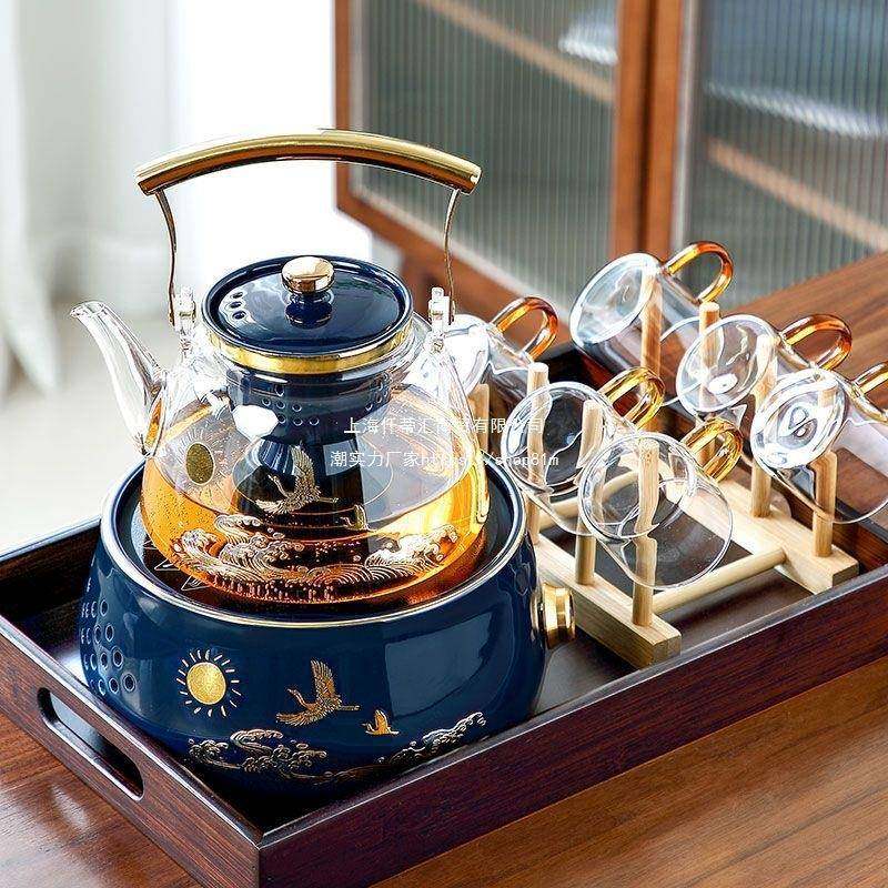 唐丰电陶炉煮茶器玻璃煮茶壶烧水壶全自动蒸汽煮茶炉茶具套装家用