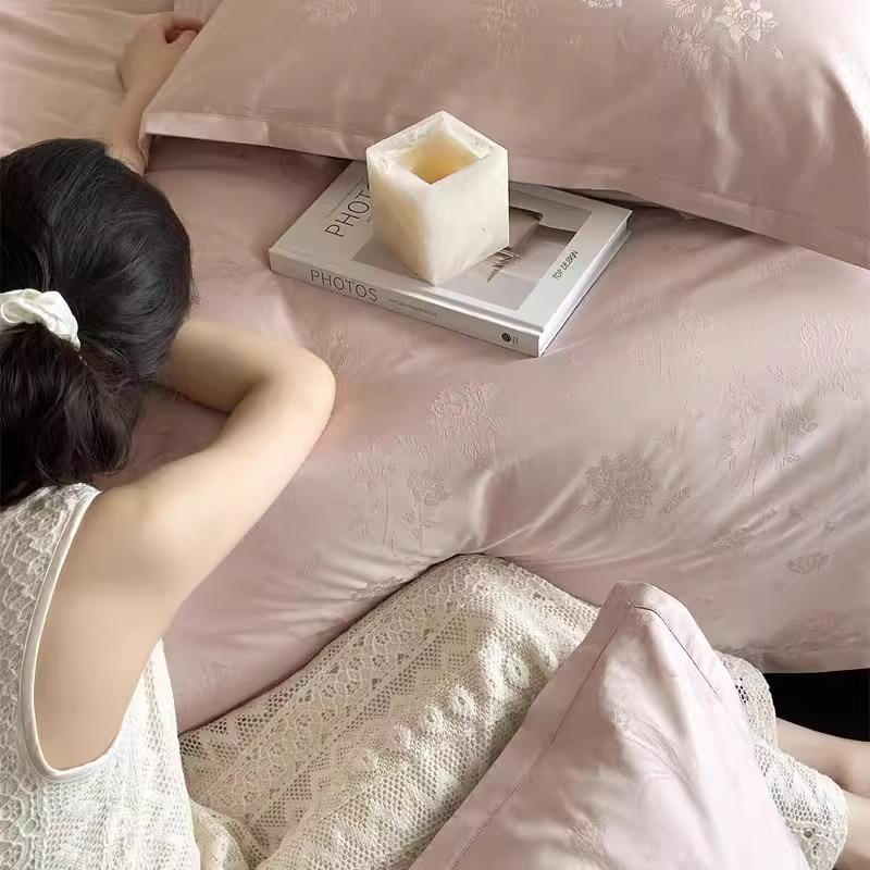 1粉色少女心100长全绒棉床花单四YLS-2024件套棉纯棉轻奢提被套S