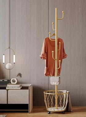 奶油轻奢落地衣帽立架衣代简约式可移动现AYC挂架家用多功能挂衣