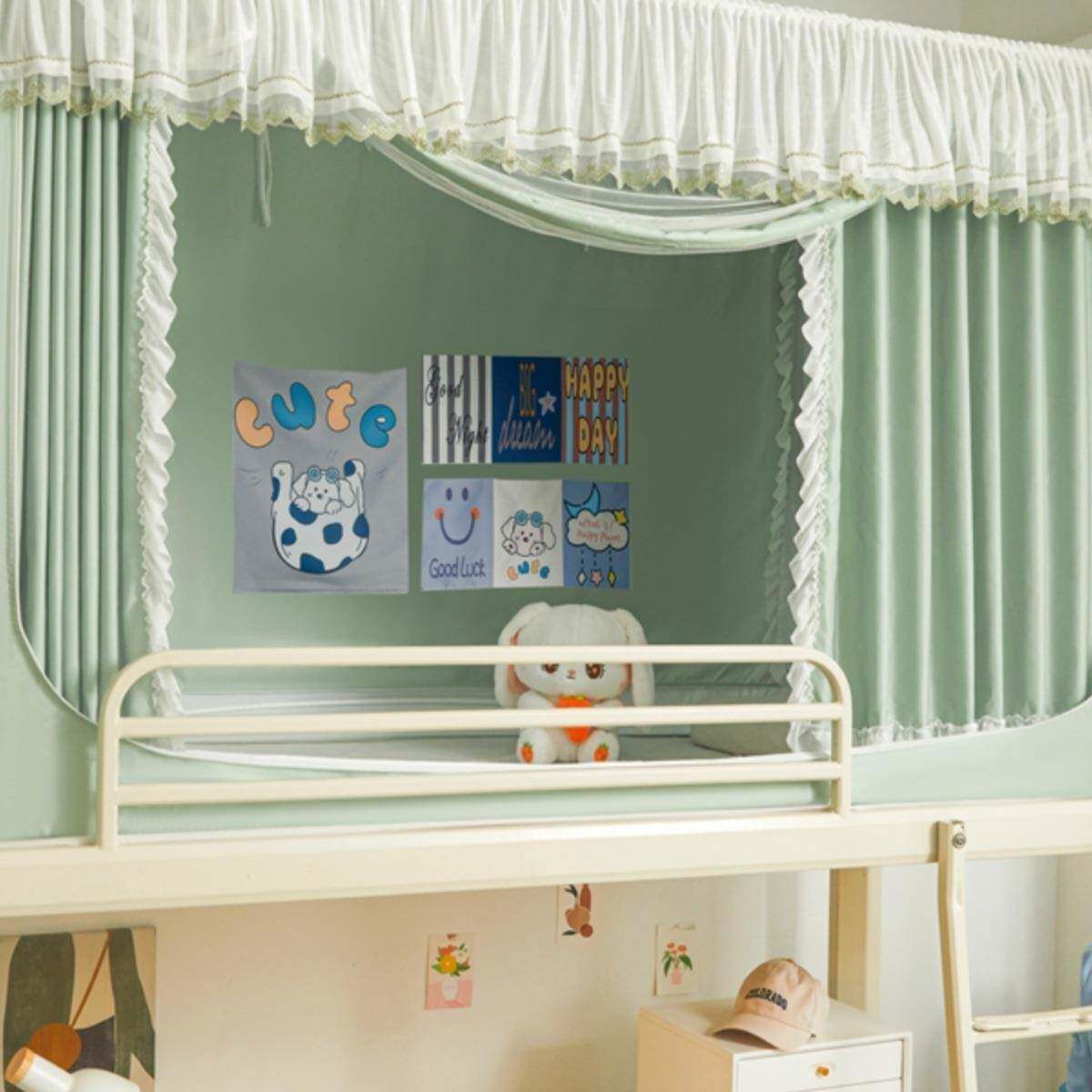 学生宿舍遮光蚊帐体三防开门坐床一式尘床帘蚊床幔F97HT989帐加厚