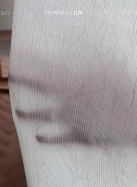 亚麻厅隐竹提花纱透光透FEL人茶不室书3房客新中式麻色窗纱.2门幅