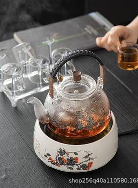 电陶炉茶壶烧水壶家蒸玻NBI璃茶具茶器围炉用高硼硅煮触摸式煮煮