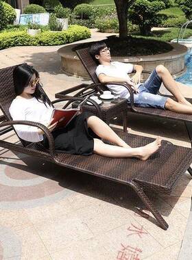 外藤编躺A65-1床泳池躺椅室外庭别墅户游泳池折椅叠椅沙院滩躺泳