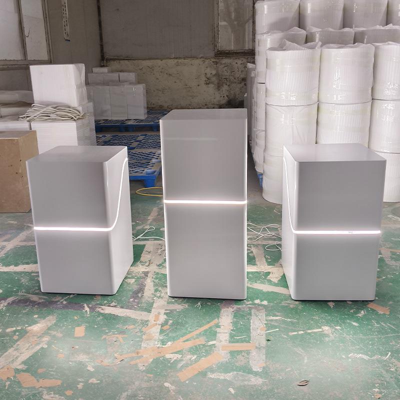 异型无品牌/示带灯烤漆木质展台科技艺术品展柜展展会陈列柜高级