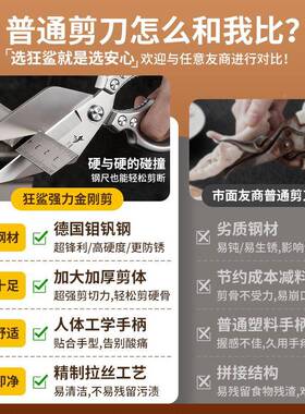 狂成强力鸡骨剪刀厨房银家用剪刀KS21厨房鲨WLN大头剪色-品