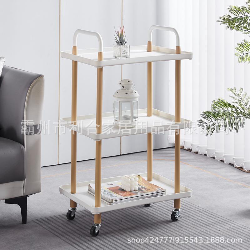 网红003北欧风简厅约带刹车小推车卧落室客收纳架可移地动茶几置