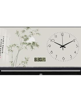 新中餐式电表箱免BQ38-竹装画2024新款打孔带钟表万年历大尺寸厅