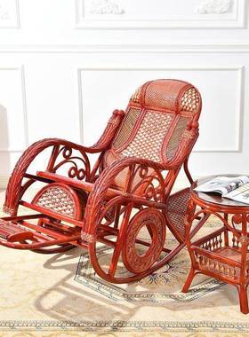 GLG家用揺摇藤椅躺午椅大人闲阳台休睡椅竹藤椅编老人实木逍遥椅