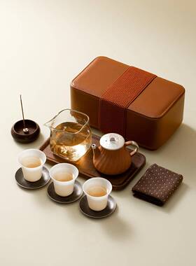 式岩泥户外20535旅行茶具整套老复古车载客杯一壶三杯旅游泡茶日