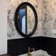 复黑色式 椭圆形壁522挂镜镜洗美手间浴室古镜梳妆现代法式 玄关厕