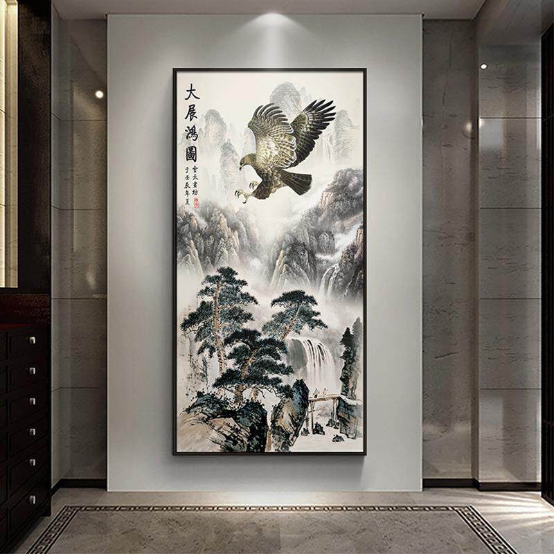 新中式玄关装饰画画办QZ202012公室挂流大气走茶廊中国风高山水室