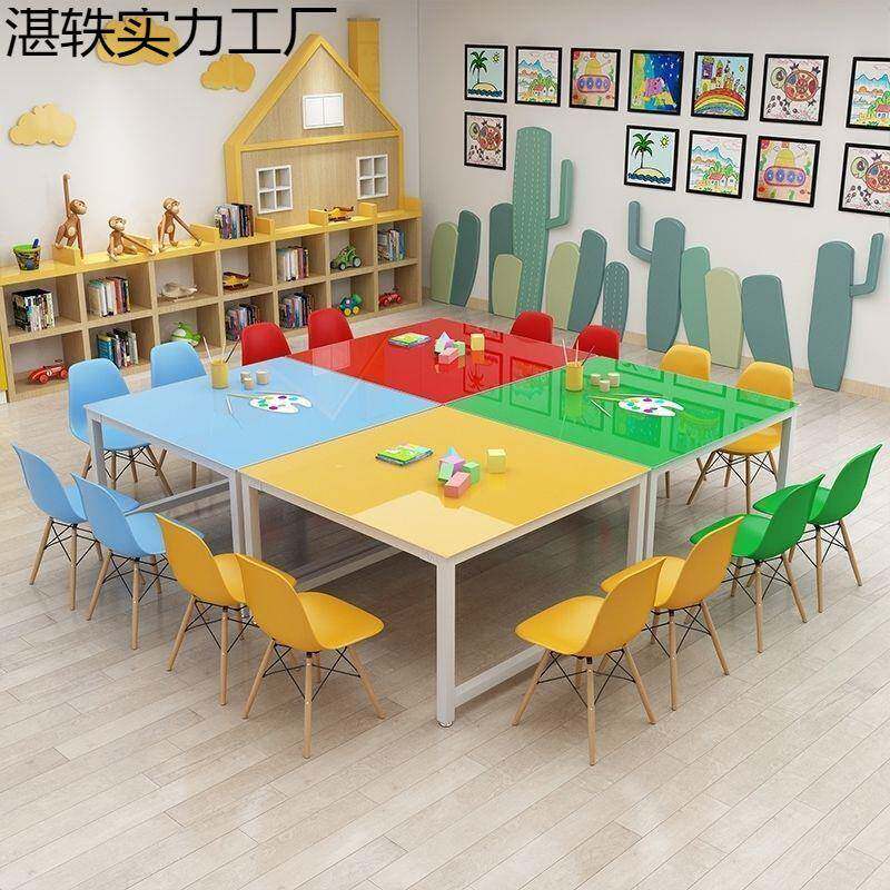 椅儿园绘画桌儿童画画桌学生课桌美幼术教工室桌子拼接手桌彩湛轶