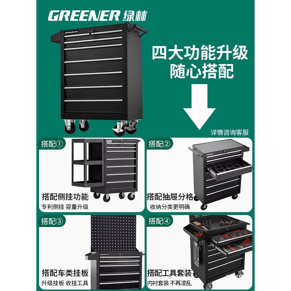 绿林汽修工具车抽具屉五车金维修功小推箱DAO多能移动重型工柜子图片