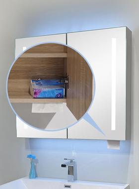 N5541圆浴室镜实木镜烤漆镜柜卫生间镜子带置物架墙式前形挂柜储