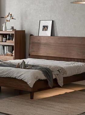 北美黑床胡桃木木床童卧室XIC实家具双人大现代简约原木儿床