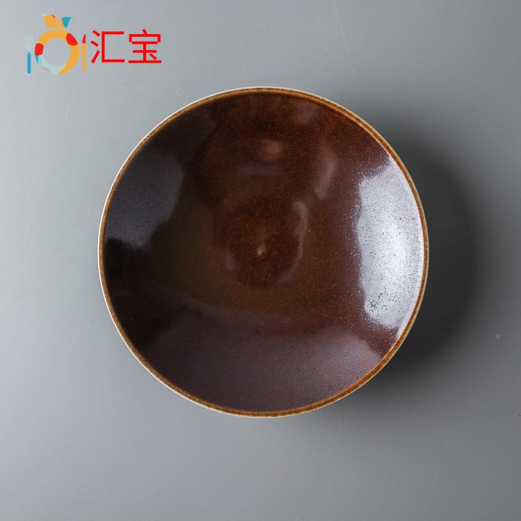 9寸碗小面店碗碗圆HBT76997陶瓷碗厚底防烫碗小创意碗红色碗酒餐