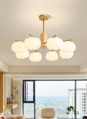 客厅灯灯吊灯奶油原木风灯现代简约59435卧室具餐厅朵云棉花灯全