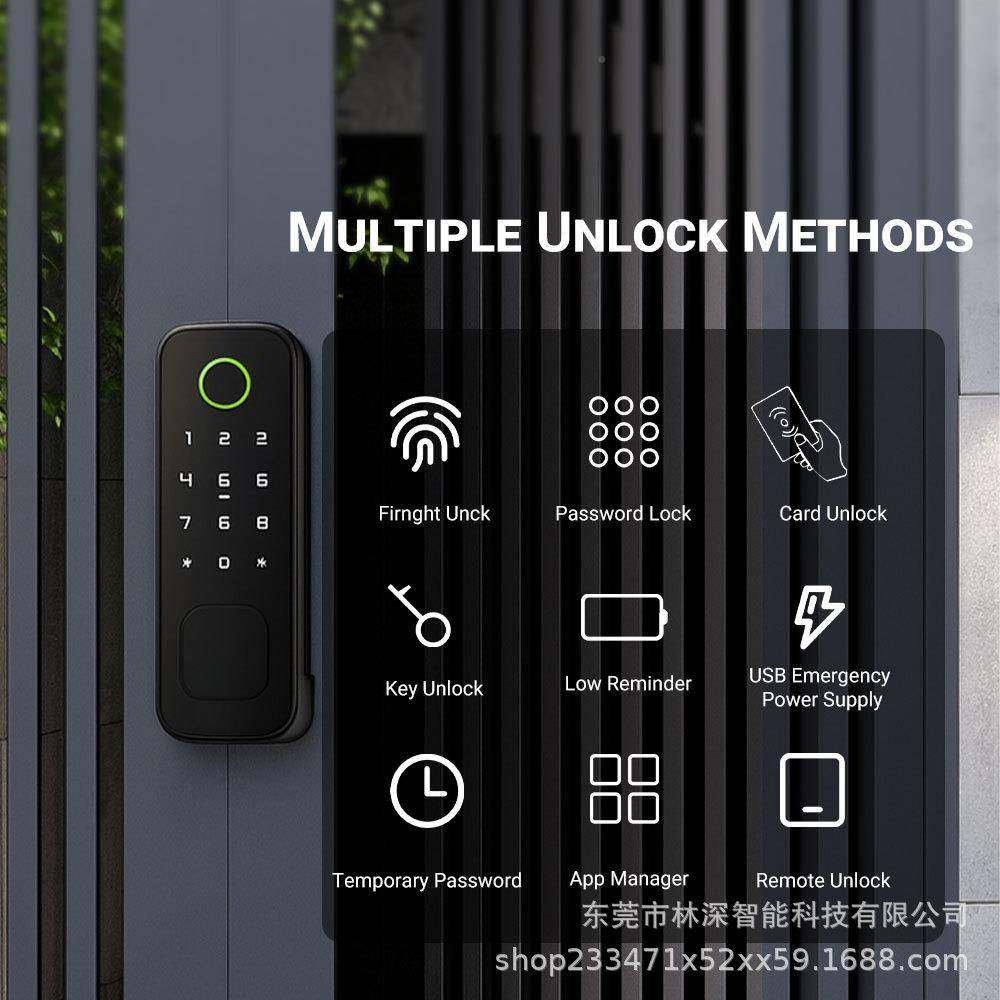 老式牛锁改装智能锁密码锁出租房铁门不头锈412钢防盗门防水指门