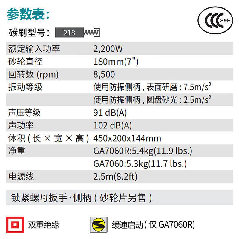 牧田（MAK启ITA）GA760HIW0R角磨机18mm防意外动功能打磨机磨光机