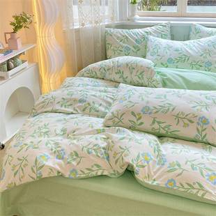 磨毛床用品四件套肤水洗棉1用.5米床笠上款单人05889三件套双亲家