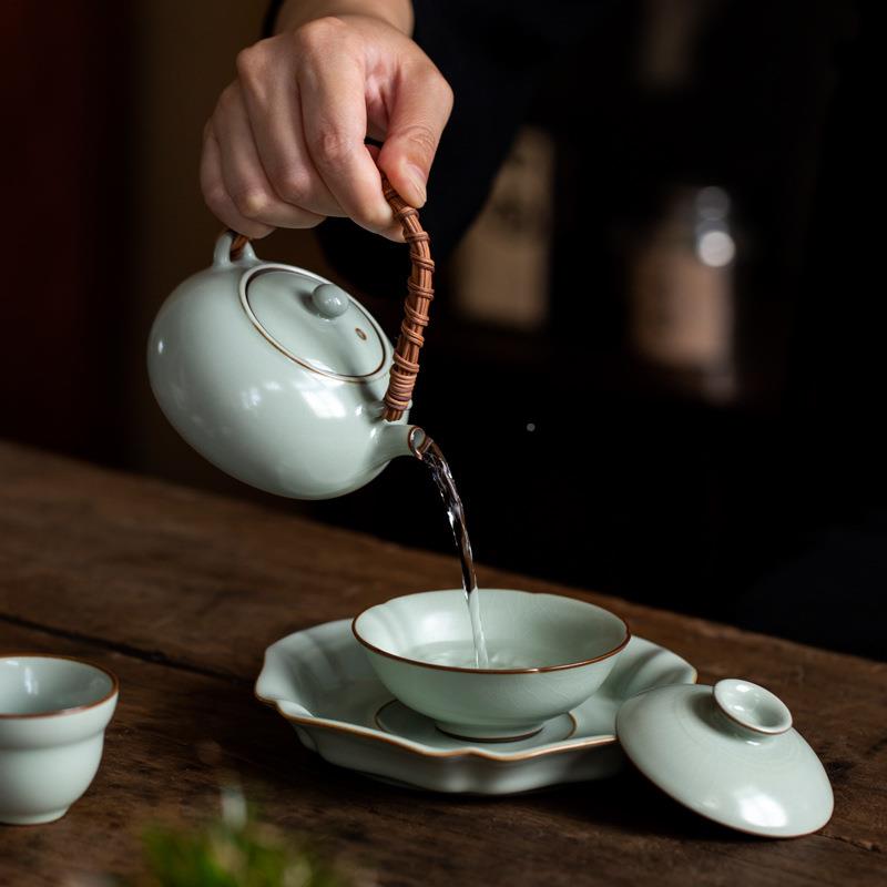 汝窑暖茶炉烘茶炉瓷BYGH0021煮茶茶蜡烛温加热底座围壶陶炉温茶器