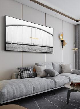 仰画望世XG-A289界的角落壁画工作挂室现代简白约轻奢黑建筑客厅