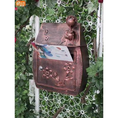 欧式复古墅信箱园田创意信壁挂报箱装饰铁艺邮别筒户室外BJ1143邮