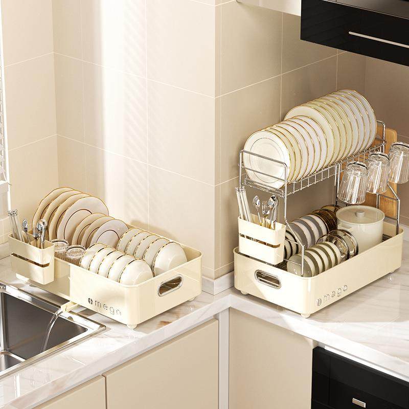 纳架厨房置沥水碗筷架家用碗盘物收架沥水餐架免打孔碗碟具uH4v/r