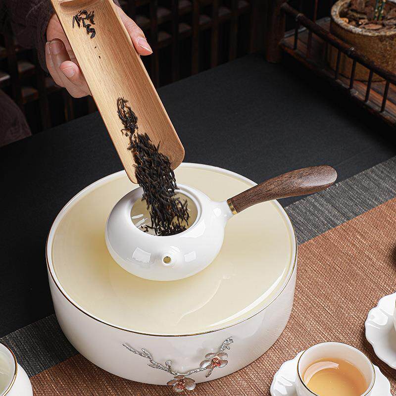 羊玉化白玉脂OVE瓷陶瓷高档轻奢家用下午阳台装侧把茶具套客厅中