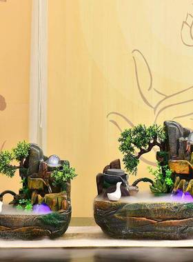 新中式奢轻关加湿山水摆件家居玄园户外庭院H19023-1喷泉循花环水