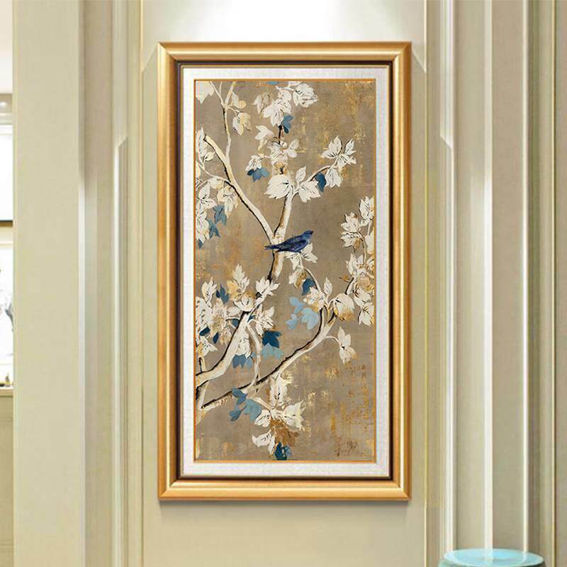 美花鸟画入户玄关装DY741475饰大气客厅挂画欧式廊过道墙壁走画式
