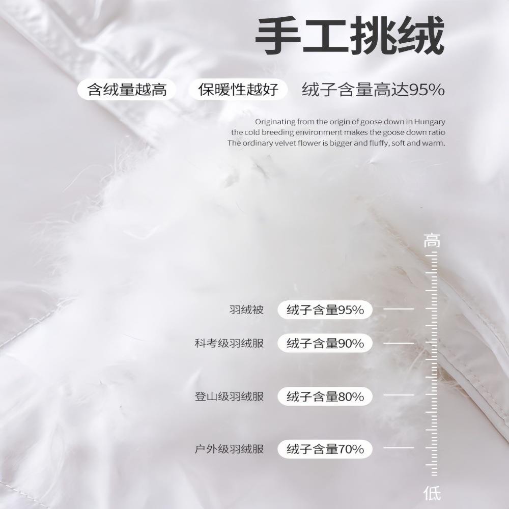 匈牙利手挑级95加白春鹅绒厚被秋被子全棉120s纯358182棉冬夏凉羽