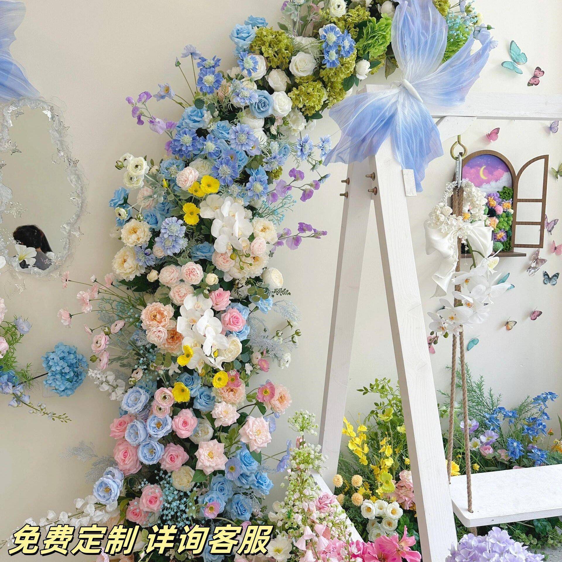 梦85763456幻莫奈拱仿真花花门婚礼婚礼布置仿真之窗瀑花布窗帘弧