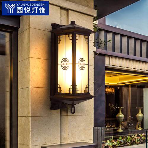 阳台大灯壁外室庭院新YY566+6中式复古露台灯别墅门口户外防水led