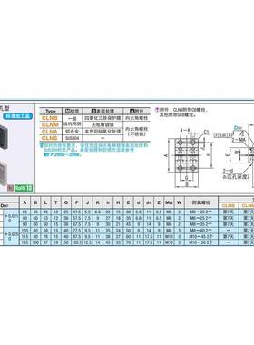 侧面安装腰形孔CLN20CL0NM25CLNA3CNLS35调STP节固B定座导向轴支