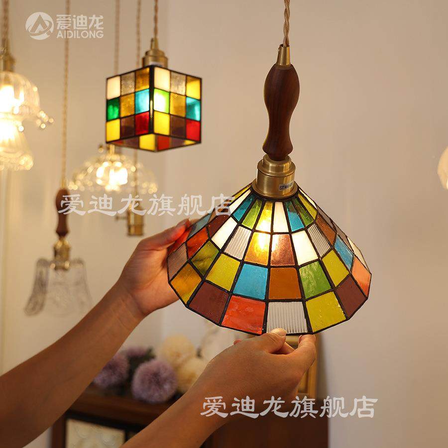 美898台式复古性彩色玻璃吊灯土耳其手作创个餐厅吧意床头魔方装,家装灯饰光源,智能吊灯,淘宝优惠券,粉丝福利购,淘宝优惠卷