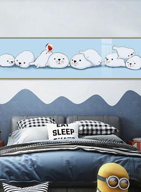 憨态团男QX202111子现代简约卧孩室床头装饰画孩女房间挂儿童房创