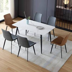 美餐馨居轻奢岩板餐桌意式 极简家用小型741户长形饭桌实木桌椅组