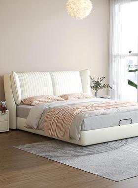 奢现代轻简约双人主床卧大床1.8米婚软包床床88660榻榻米床