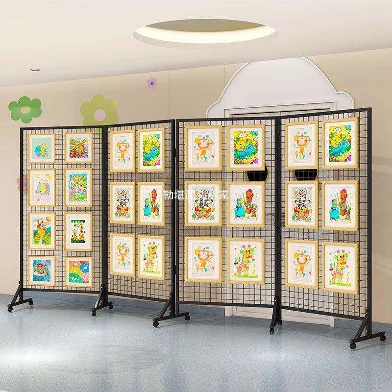 折网儿格展示架幼园校画展画室书法LKMCOFSS美术绘画作叠学品展览